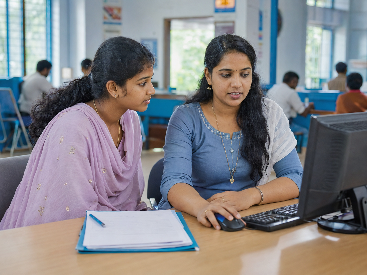 Kerala student receiving online result assistance at an Akshaya service centre